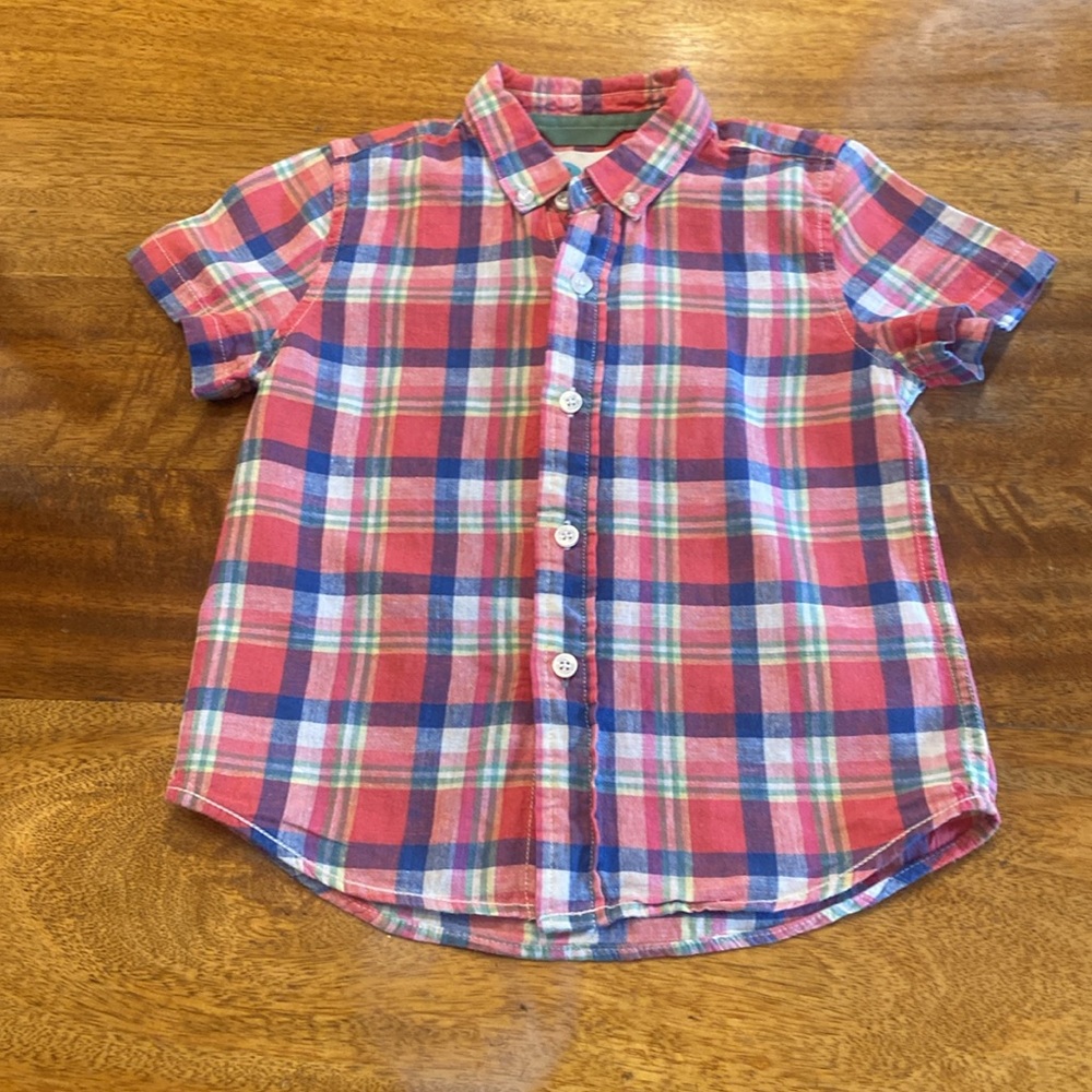 Boys Boden Short Sleeve Plaid Shirt